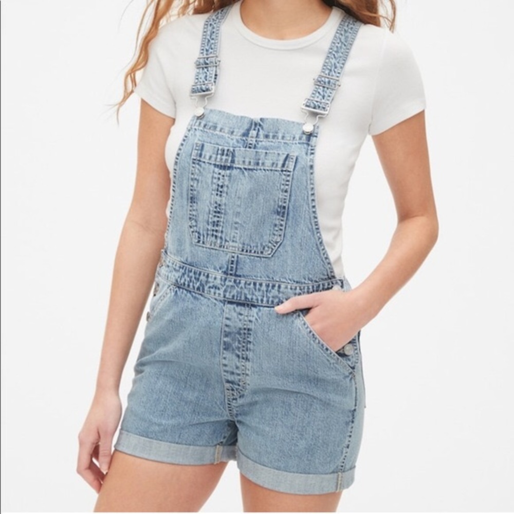 gap shortalls, light wash